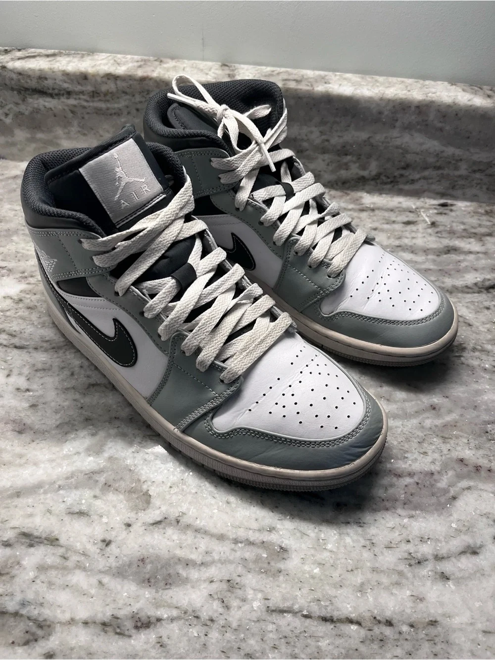 Nike Jordan High-Top Sneakers in White, Gray & Black